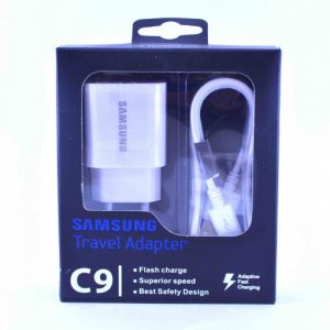 پک شارژر Samsung مدل C9 اورجینال همراه با کابل میکرو یو اس بی فست شارژ