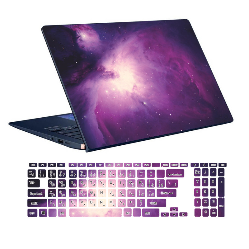 استیکر لپ تاپ طرح Space کد 24 مناسب برای لپ تاپ 15.6 اینچ به همراه برچسب حروف فارسی