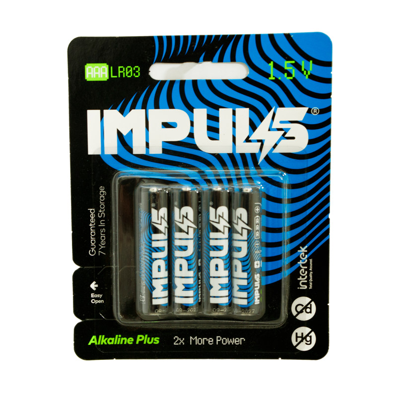 باتری نیم قلمی ایمپالس مدل Alkaline Plus بسته 4 عددی